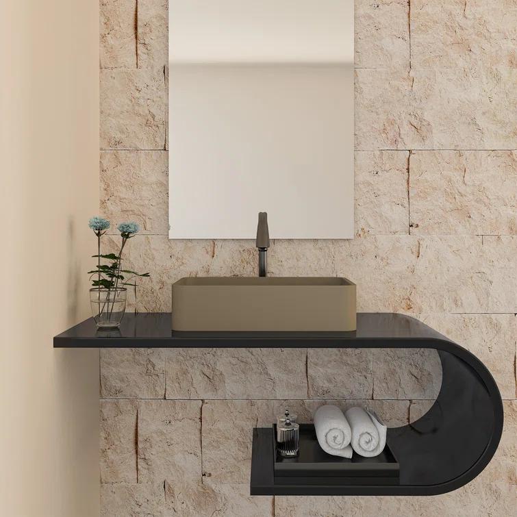 CASAINC Maple 12.79'' Concrete Rectangular Bathroom Sink