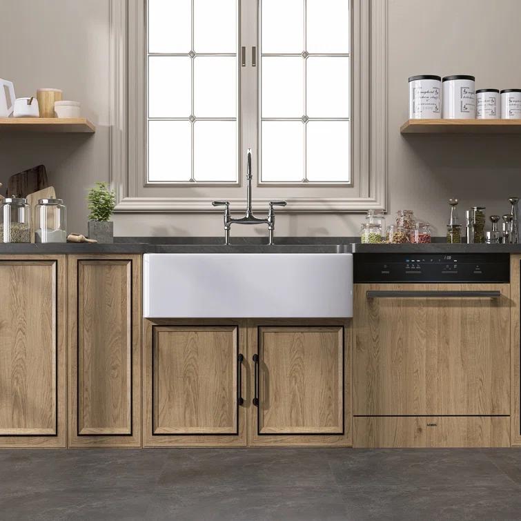 36 x 18 White Farmhouse Sink Fireclay Farm SinkApron Front Kitchen Sink Single Bowl with Accessory Kit