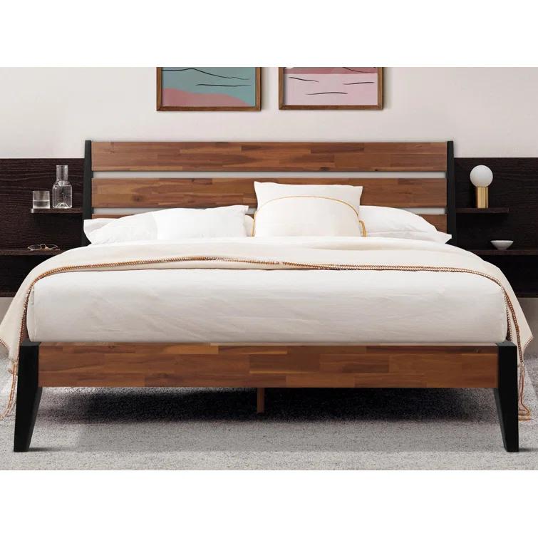 Acacia Premium Emery Solid Wood Platform Bed Frame with Headboard Included, No Box Spring Needed, Weight Capacity 800lb.