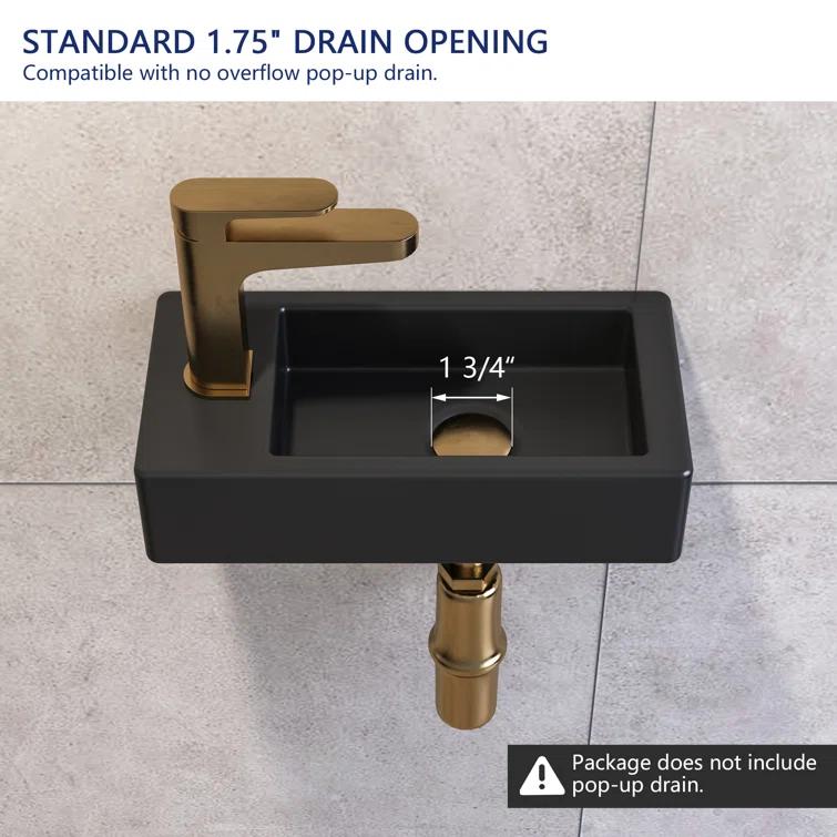 Liberty 14.57'' x 7'' Vitreous China Rectangular Wall Mount Bathroom Sink with Left Faucet Hole for Small Space