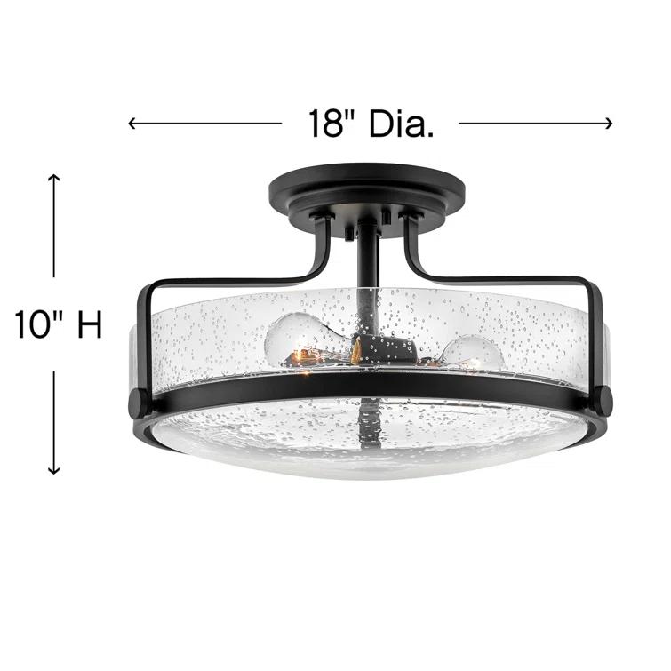 Harper 18-in 3-Light Semi-Flush Mount Retro Ceiling Light