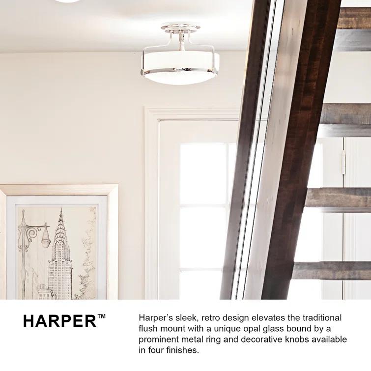 Harper 3-Light Semi-Flush Mount Retro Ceiling Light