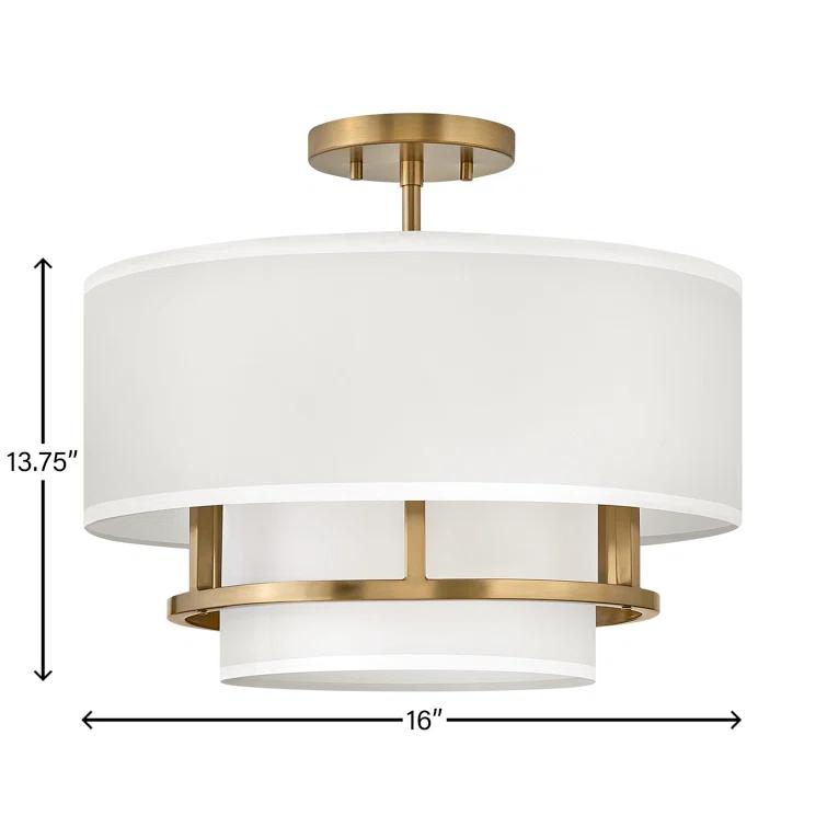 Graham Three-Light Semi-Flush Mount Ceiling Light w/ Faux Parchment Shades