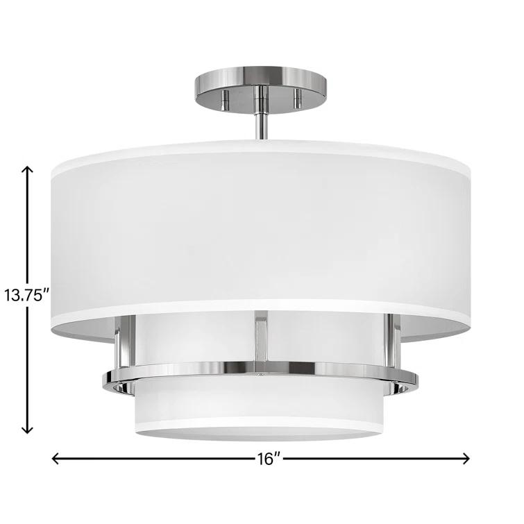 Graham Three-Light Semi-Flush Mount Ceiling Light w/ Faux Parchment Shades