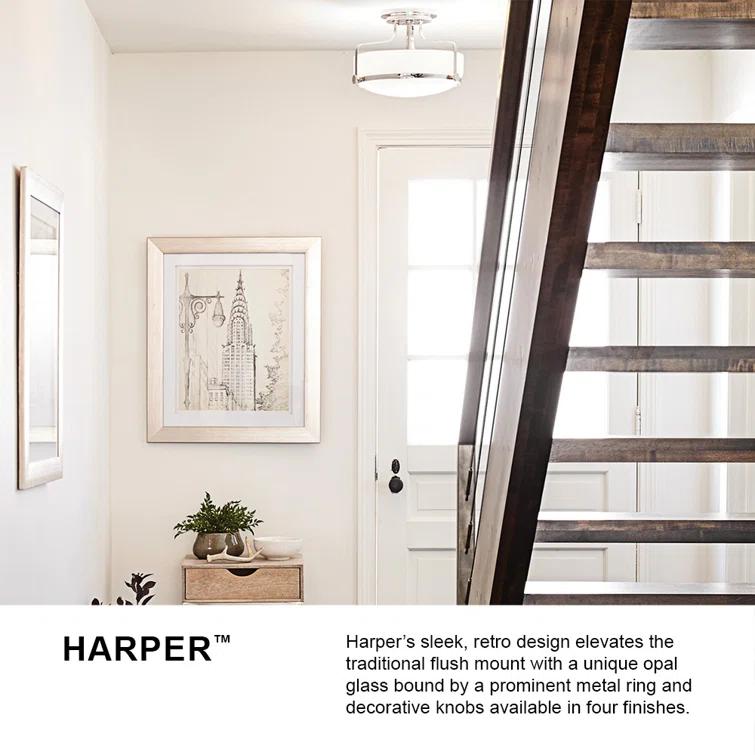 Harper 14.5-in 3-Light Semi-Flush Mount Retro Ceiling Light