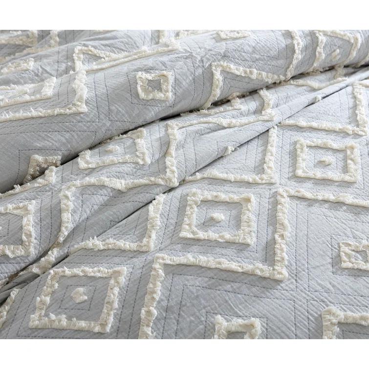 Rukai 100% Cotton Diamond Clip Jacquard 3D Fringe Texture 5-Piece Comforter Set