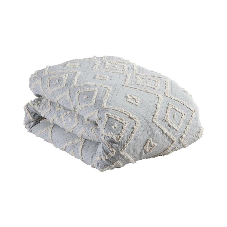 Rukai 100% Cotton Diamond Clip Jacquard 3D Fringe Texture 5-Piece Comforter Set