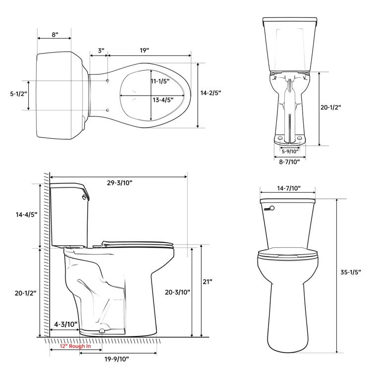 Traditional 21-inch Height Extra Tall Toilet for Bathrooms, Elongated Toilet Seat