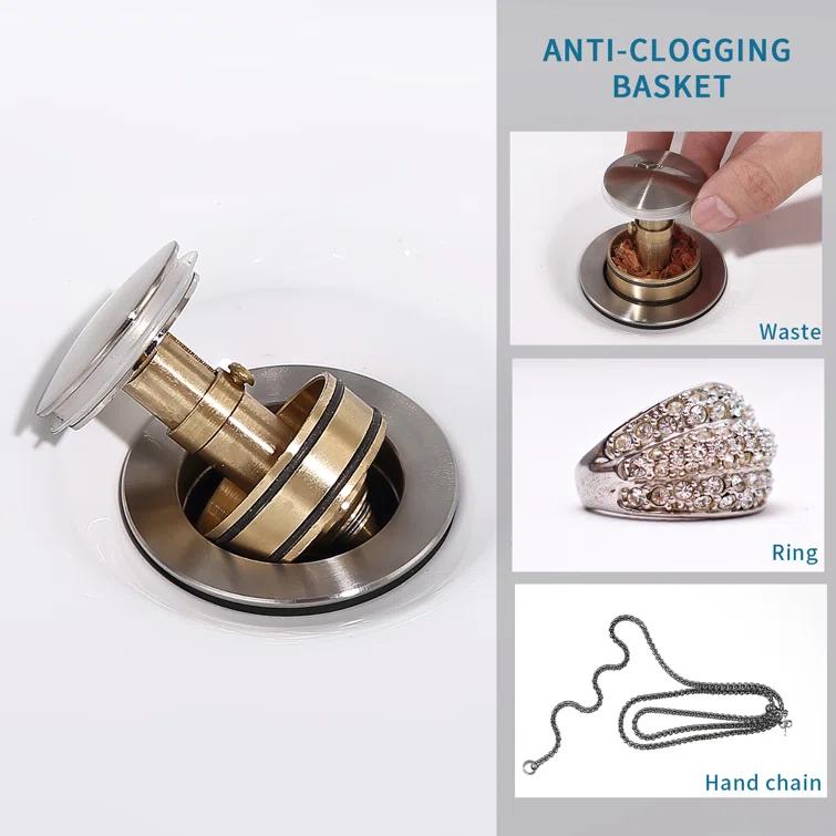 Pop-Up Bathroom Sink Drain with Overflow