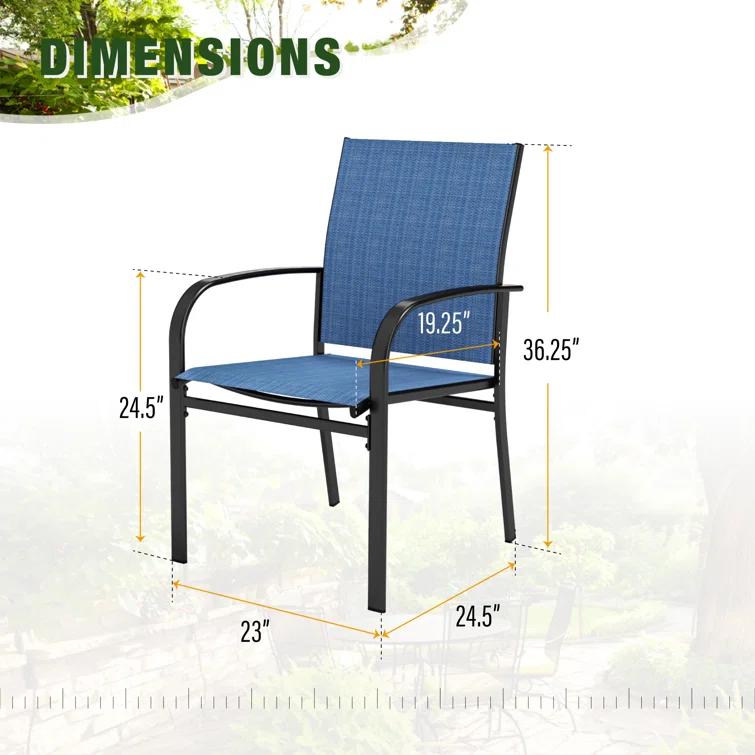 Argyri Powder-coated Steel Outdoor Dining Armchair
