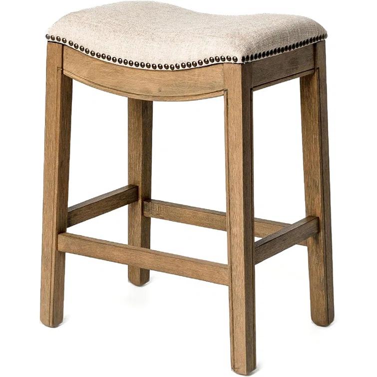 Maven Lane Maven Lane Adrien Backless Saddle Kitchen Stool with Fabric Upholstery