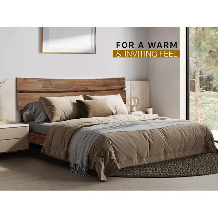 Acacia Aurora Premium Solid Wood Platform Bed Frame and High Headboard, King Bed Frame with Headboard Included, Mid Century Modern Bed with 5 years Warranty