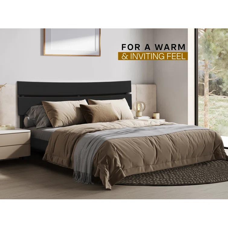 Acacia Aurora Premium Solid Wood Platform Bed Frame and High Headboard, King Bed Frame with Headboard Included, Mid Century Modern Bed with 5 years Warranty