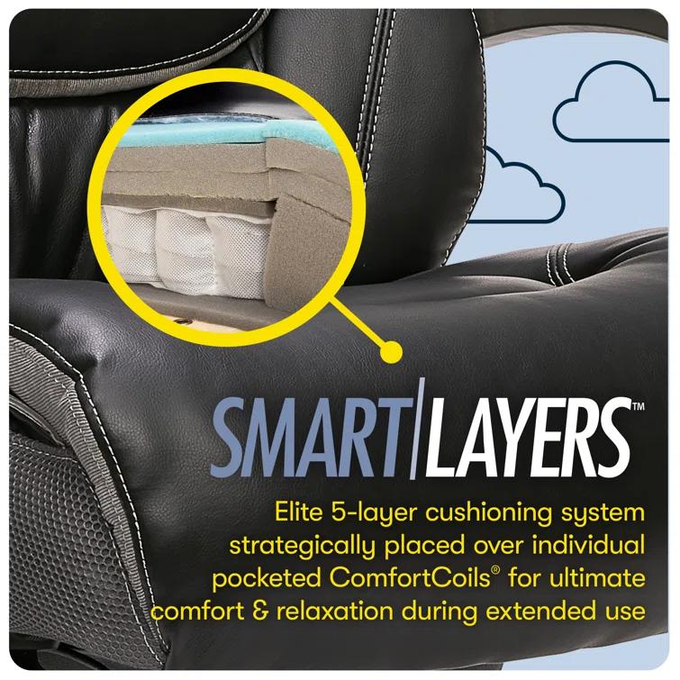 Serta Serta Baxter Big and Tall Smart Layers Executive Office Chair with Layered Body Pillows