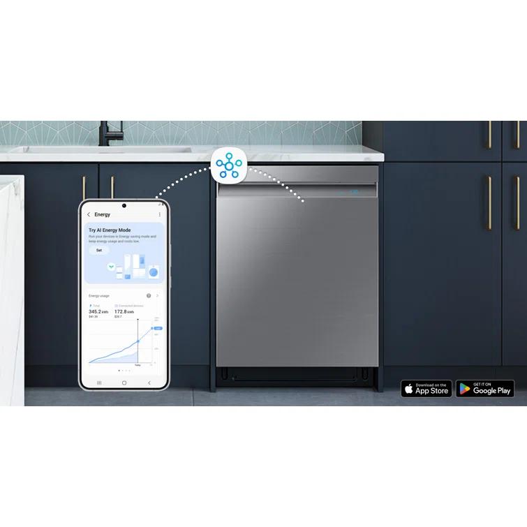 Samsung 24" 46 dBA ENERGY STAR Certified Smart Built-in Top Control Dishwasher with Adjustable Rack