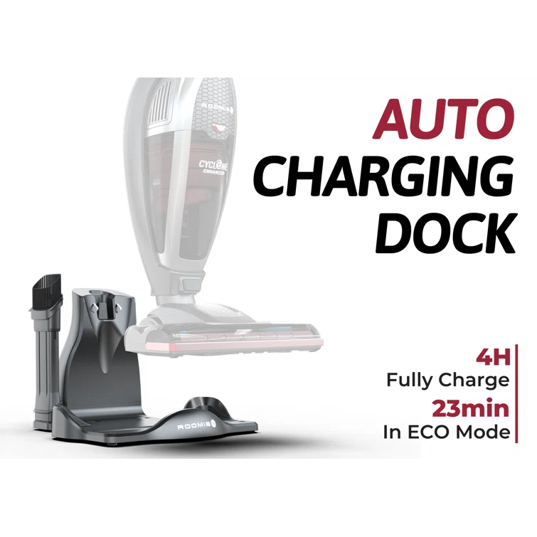 ROOMIE TEC Vincent Cordless Upright Vacuum Cleaner, High-Power 2200mAh Li-ion Rechargeable Battery