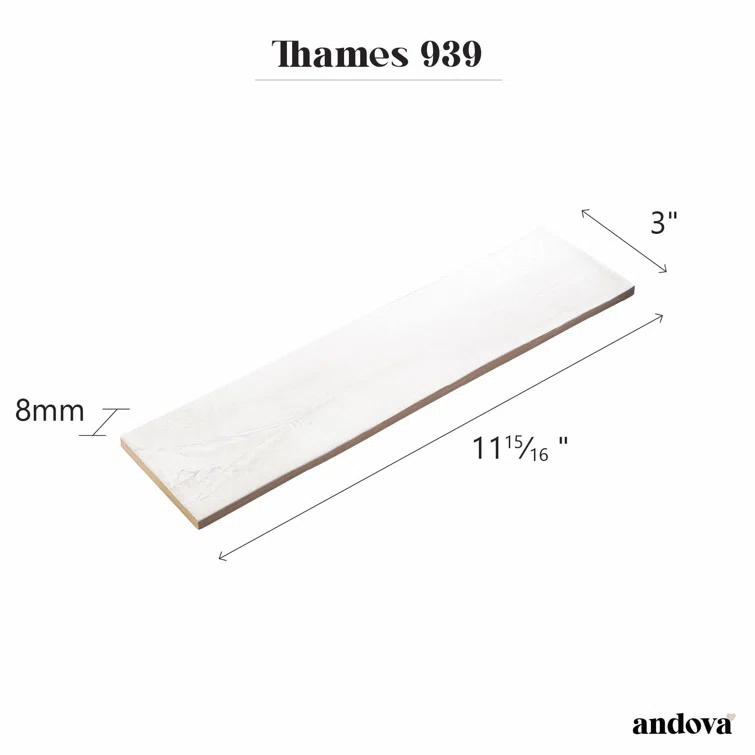 Thames 3-in. x 12-in. Subway Marble Look Satin Ceramic Wall Tile