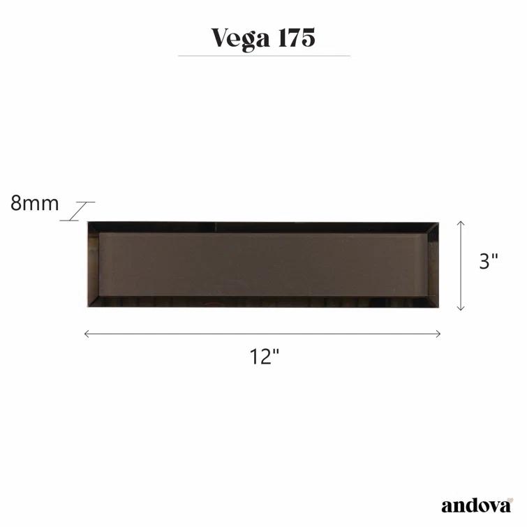 Vega 3" x 12" Beveled Glass Metal Look Subway Wall Tile