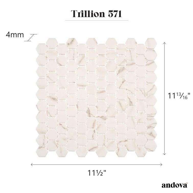 Trillions Hexagon Honeycomb Glass Mosaic Kitchen Backsplash, Bathroom, Shower, Pool, Wall and Floor Tile
