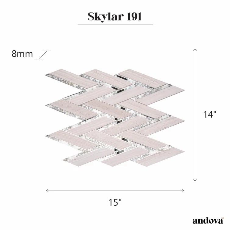 Skylar Stone and Mirror Glass Mosaic Shower Walls, Kitchen Backsplash, Wall and Floor Tile