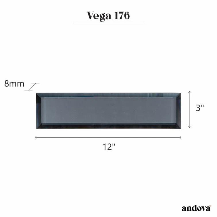 Vega 3" x 12" Beveled Glass Metal Look Subway Wall Tile