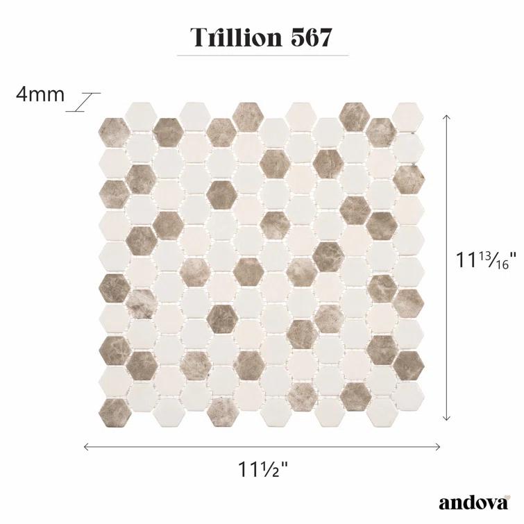 Trillions Hexagon Honeycomb Glass Mosaic Kitchen Backsplash, Bathroom, Shower, Pool, Wall and Floor Tile