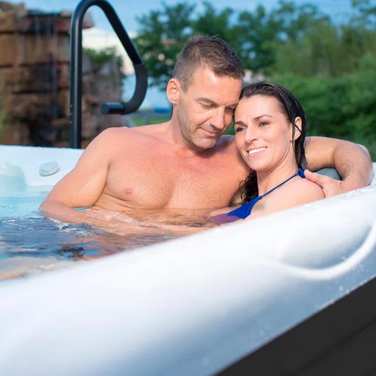 Buenospa New York 6 - Person 49 - Jet Acrylic Square Hot Tub with Ozonator and Cover in White