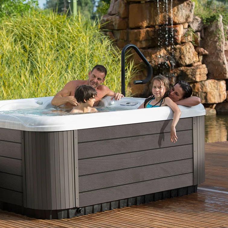 Buenospa New York 6 - Person 49 - Jet Acrylic Square Hot Tub with Ozonator and Cover in White