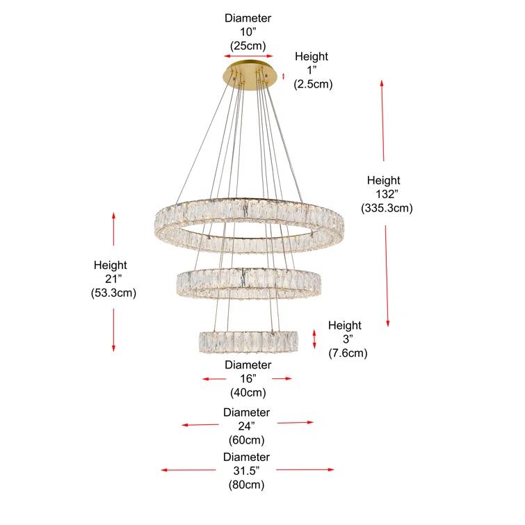 Steveson 3 - Light LED Crystal Pendant