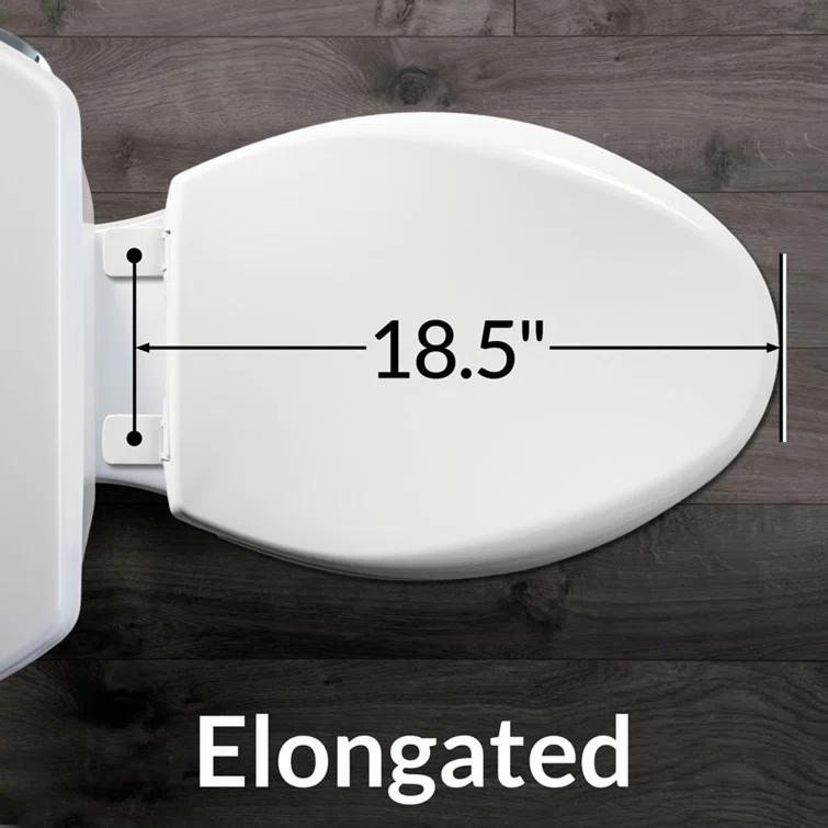 Commercial Heavy Duty Open Front Toilet Seat, Slow Close, Never Loosens, ELONGATED, Plastic, White