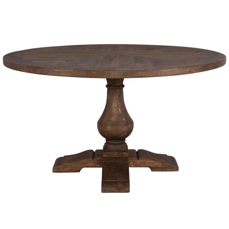 54'' Round Reclaimed Wood Dining Table in Brown and Gray