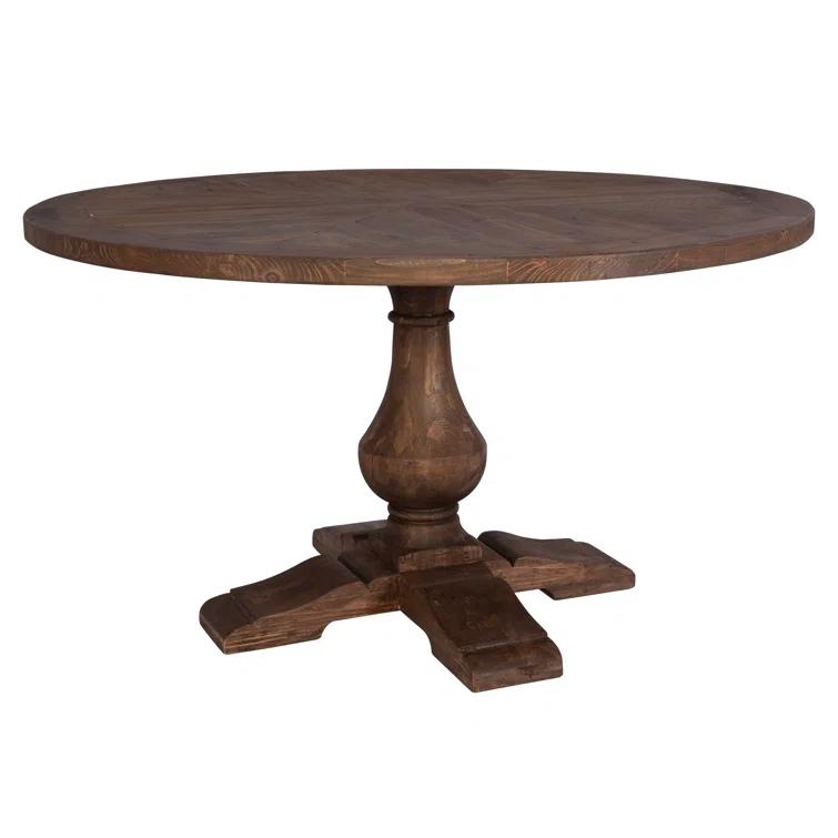 54'' Round Reclaimed Wood Dining Table in Brown and Gray