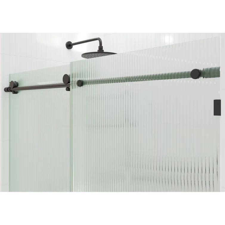 Galaxy 56 - 60 in. x 60 in. Fully Frameless Fluted Sliding Bathtub Door