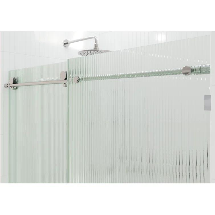 Galaxy 56 - 60 in. x 60 in. Fully Frameless Fluted Sliding Bathtub Door