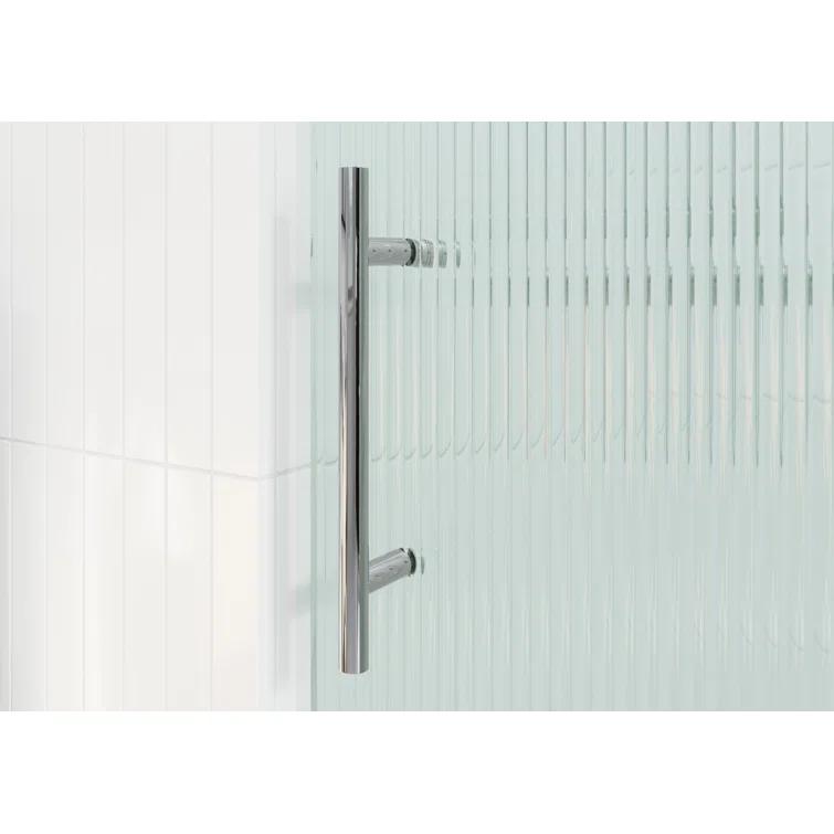 Galaxy 56 - 60 in. x 60 in. Fully Frameless Fluted Sliding Bathtub Door