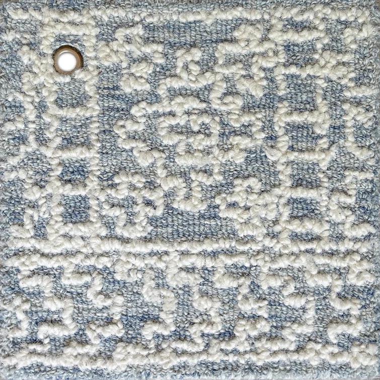 Hardanger Oriental Hand Tufted Wool Area Rug in Denim/White