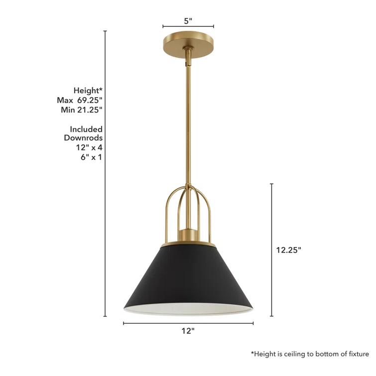 Jasmine Roth 1 - Light Flat Matte Black Cone Pendant