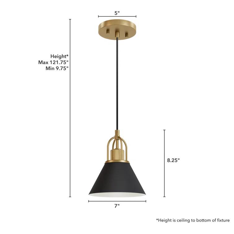 Jasmine Roth 1 - Light Flat Matte Black Cone Pendant