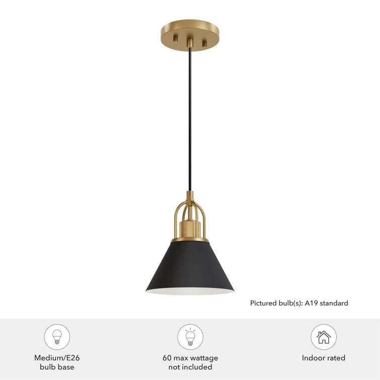 Jasmine Roth 1 - Light Flat Matte Black Cone Pendant