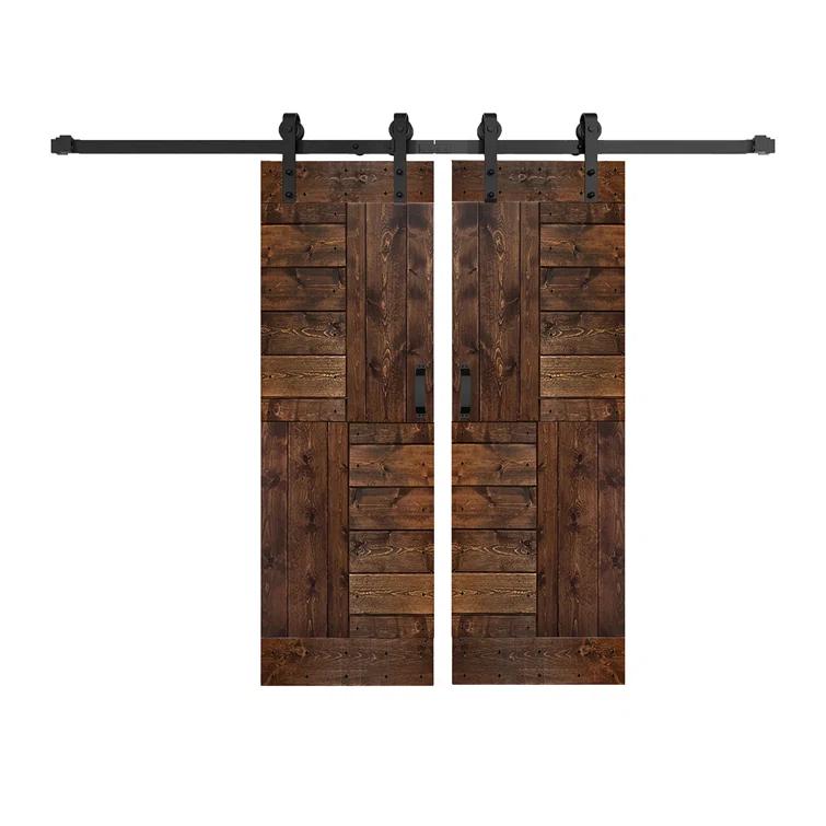 Patented Product S Series Solid Wood Double Sliding Barn Door With Hardware Kit(Set of 2)-Assembly Needed (Set of 2)
