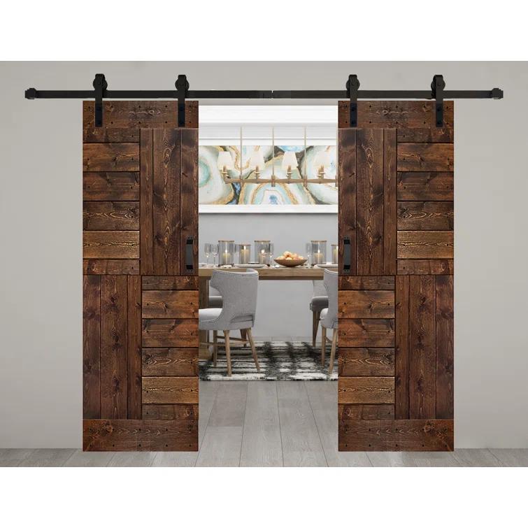 Patented Product S Series Solid Wood Double Sliding Barn Door With Hardware Kit(Set of 2)-Assembly Needed (Set of 2)