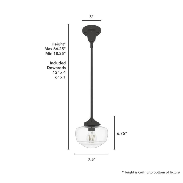 Hunter Fan Saddle Creek 1 - Light Single Schoolhouse Pendant with Glass