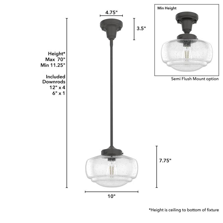 Hunter Fan Saddle Creek 1 - Light Single Schoolhouse Pendant with Glass