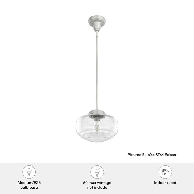 Saddle Creek 1 - Light Single Schoolhouse Pendant with Glass