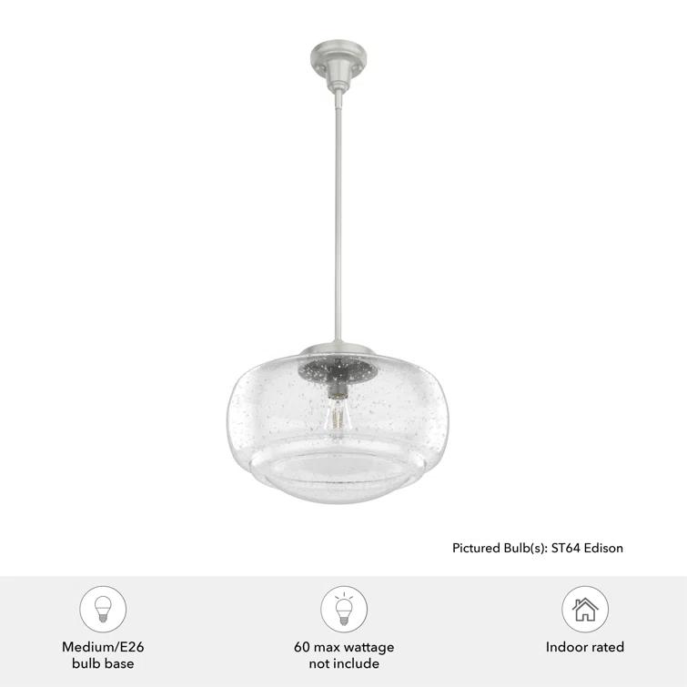 Saddle Creek 1 - Light Single Schoolhouse Pendant with Glass