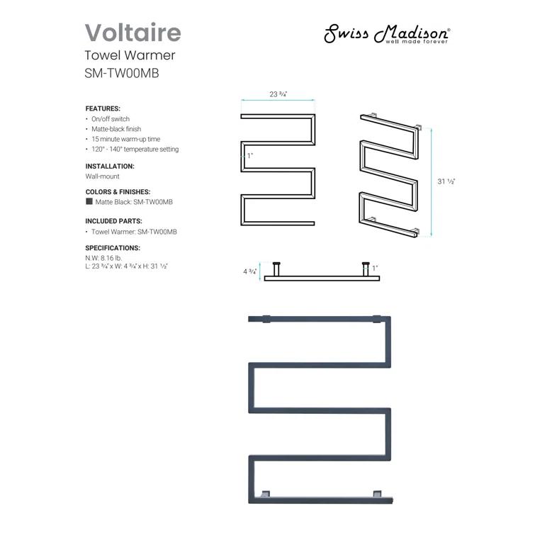 Voltaire 5-Bar Electric Towel Warmer
