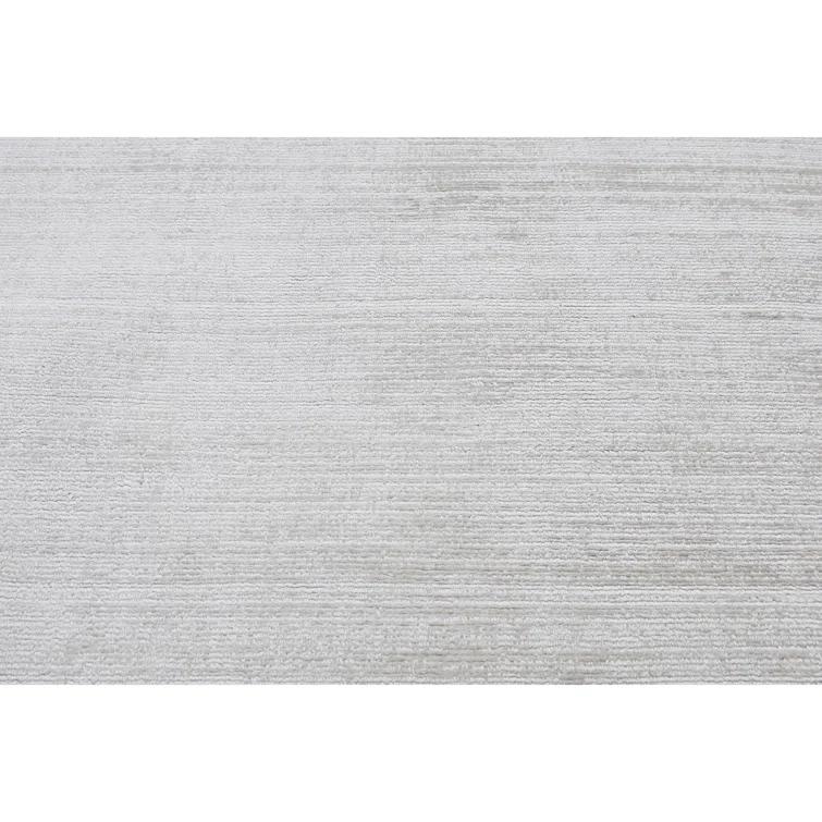 Hand-Knotted Gray Silk and Cotton Rectangular Area Rug