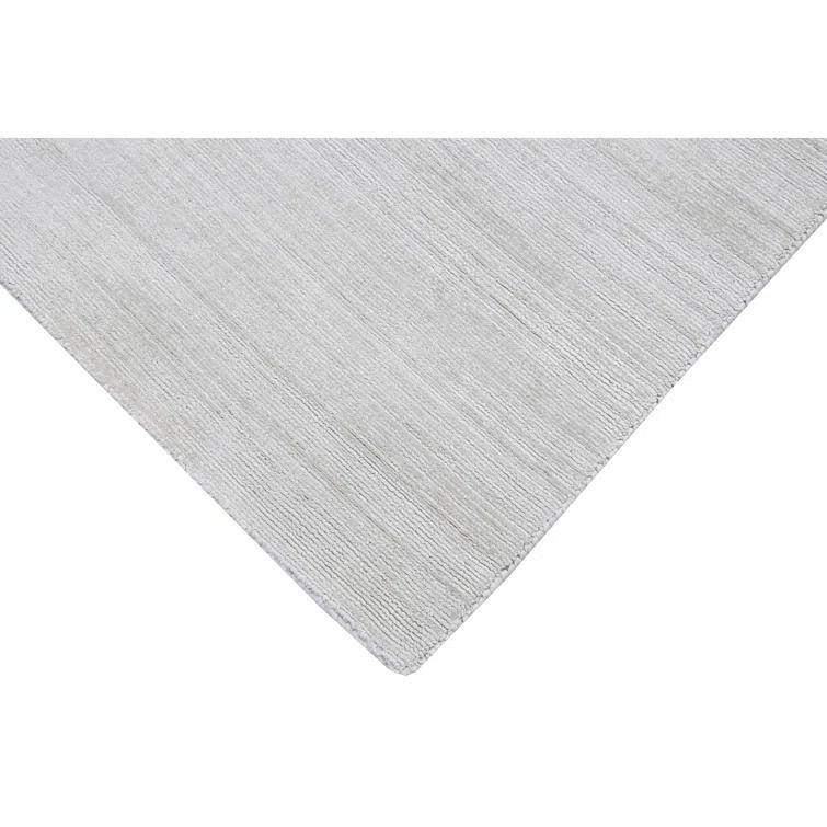 Hand-Knotted Gray Silk and Cotton Rectangular Area Rug
