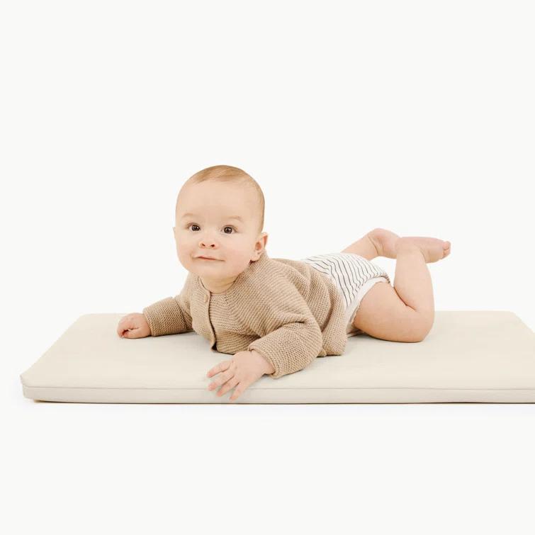 Ivory Faux Leather Padded Changing Mat with Memory Foam