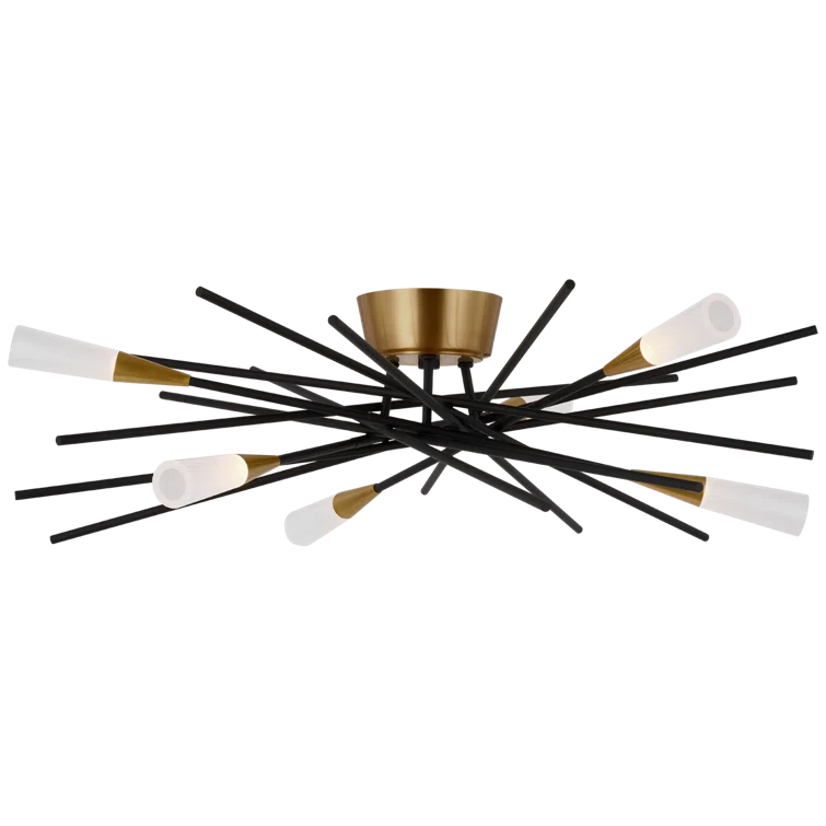 Stellar Matte Black and Antique Brass LED Semi Flush Mount